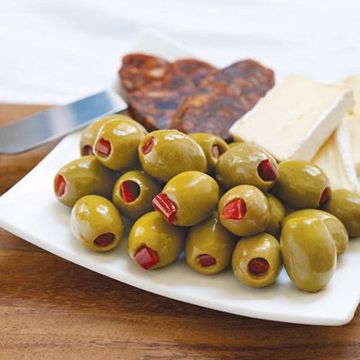 Picture of MT Athos Olives Stuffed with Red Pepper 2/5 lb