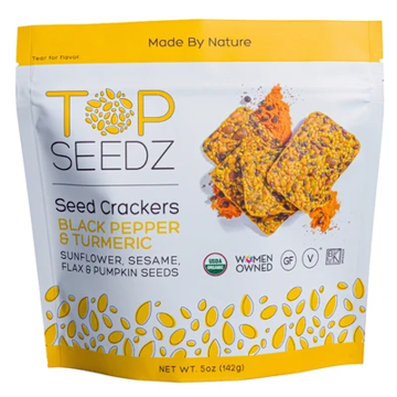 Picture of TOP SEEDZ BLK PEPPER & TURMERIC CRACKER POUCH 12/5OZ